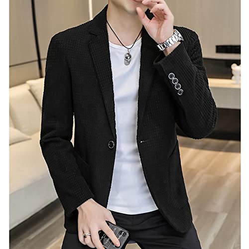 Blazer De Veludo De Veludo Para Homens Com Bolso, Jaqueta Sólida E Alta De Terno, Blazer De