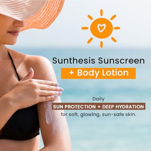 Image of Sunthesis SPF 50++++ Sunscreen Body Lotion 200ml | Broad Spectrum UVA UVB Protection | Non Sticky Hydrating Sun Protection Lotion for Men Women | Tanning & Sunburn Protection Daily Outdoor Use