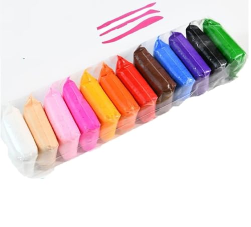 (Pack of 12) Air Dry Clay, Colorful Children Soft Clay, Creative Art Crafts, Gifts for Kids-Multi Color. Non-Toxic Modeling Magic Fluffy Foam Bouncing Clay Putty Kit for Kids with Tools .135