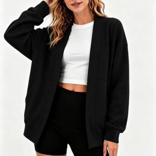 Womens Open Front Sweatshirt Cardigan Long Sleeve Casual Jacket with Pocket - image 6