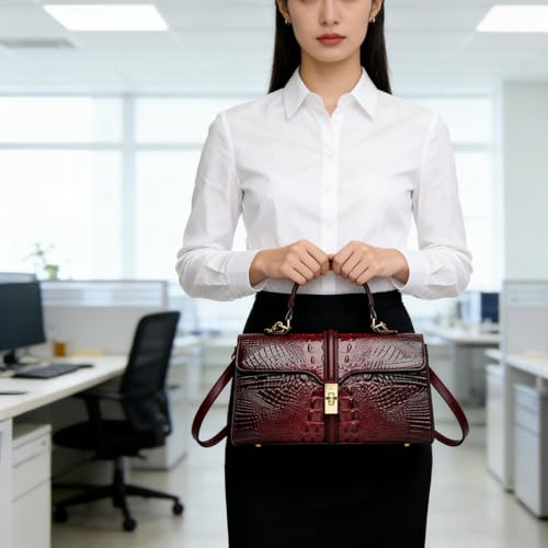 Bolso Satchel de Cuero Sintético Patentado para Mujer miniatura 2
