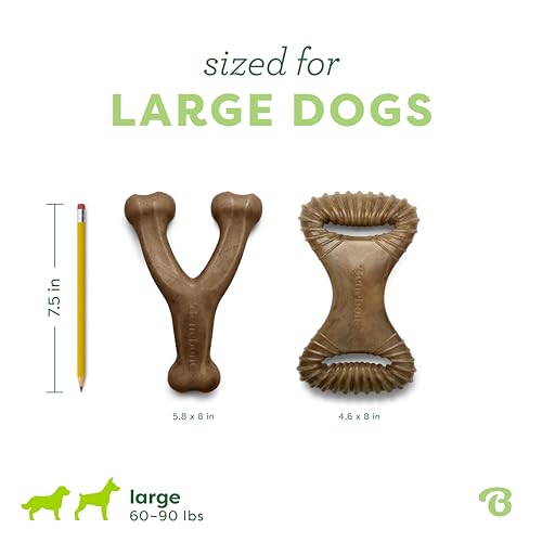 Image of Benebone 2-Pack Wishbone /Dental Durable Dog Chew Toys, Real Bacon, Made in USA, Large