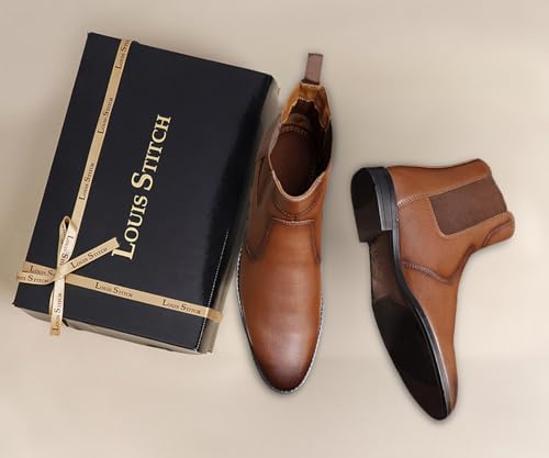 Image of LOUIS STITCH Men's Chelsea Boots | Handcrafted | High Ankle Boot| Comfortable Formal Office & Casual Wear Shoes | Dual Tone Patina Finish LSRGCL