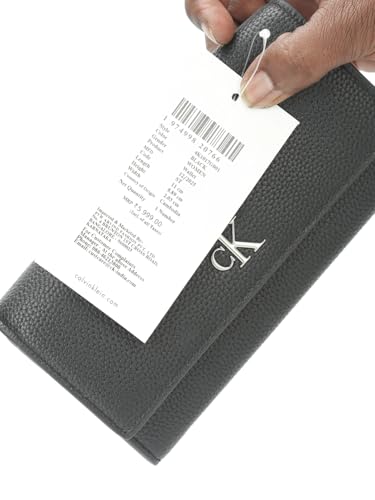 Image of Textured Black Pu Tri-Fold Wallet