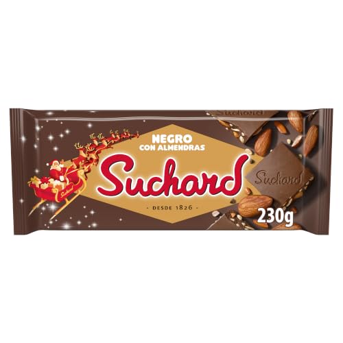 Suchard Turrón Chocolate Negro con Almendras y Arroz Inflado, 230g