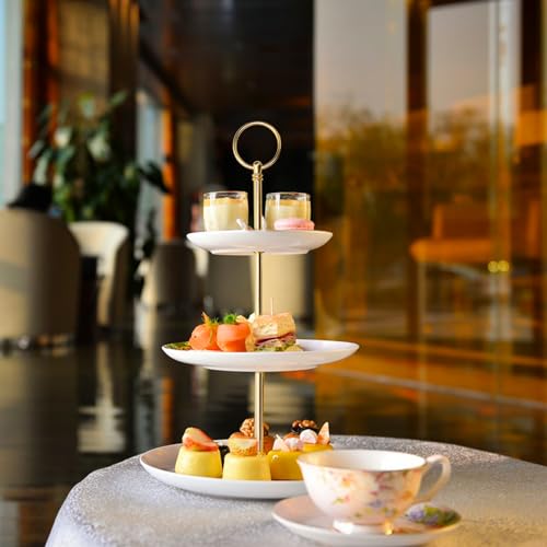 Kigniote 3 stufige Etageren Stangen Set, 6 Stück Metallstangen Etagere Golden mit Bohrer, Etagere Stäbe für Torte Cupcakes Macarons Donut Muffin und Obst (Platte nicht enthalten) (Golden)