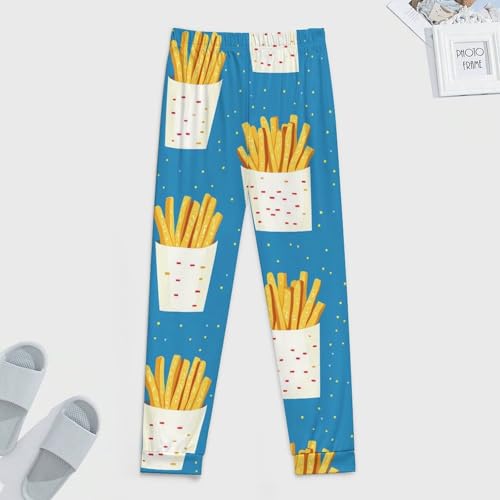 Polka Dot French Fries Men's Pajama Bottoms Sleep Lounge Soft Comfy Pants Sleepwear4