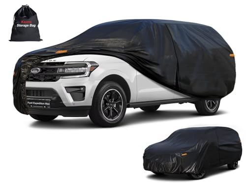 Image of Kayme 7 Layers SUV Car Cover Custom Fit for Ford Expedition Max (2017-2026), Waterproof All Weather for Automobiles,Rain Sun UV Protection.Black