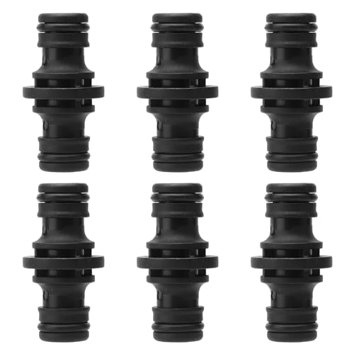 APOMOONS 6 Pezzi Nero Doppia Spina Connettore Tubo da Giardino Connettore Connettore Tubo Doppia Spina Connessioni Tubo di Raccordo per Il Collegamento Tubo di Estensione, Collegamento Tubo Dell'acqua