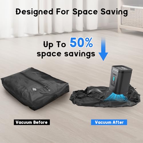 Travel Vacuum Bags with Pump, Travel Vacuum Bag for Luggage, IP67 Waterproof, Lightweight&Space Saver, Carry On, Fits Traveling, Business,Fitness, Vacuum Seal Bags for Clothing Travel (2PC+Pump)3