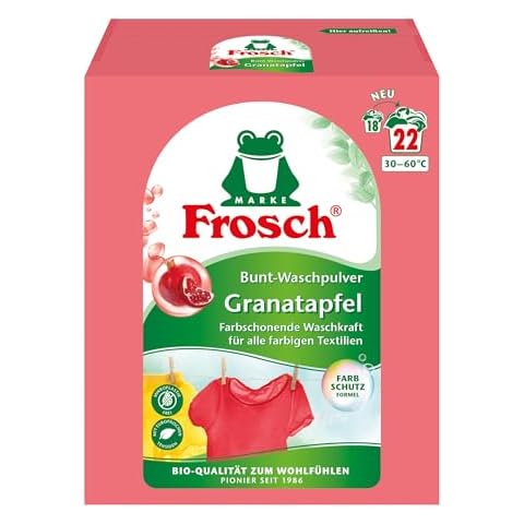 Frosch Pomegranate Colourful Washing Powder, Powder Detergent (22 Washes), Colourful Detergent Fights The Most Stubborn Stains, Colour Protection, 1.45 kg 1.45 kg Cover