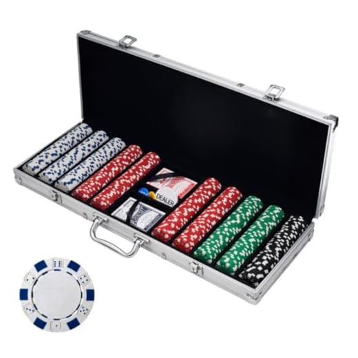 Trademark Poker Poker Chip Set for Texas Holdem, Blackjack, Gambling with Carrying Case, Cards, Buttons and 500 Dice Style Casino Chips (11.5 Gram)