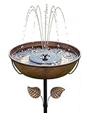 OUISJYER Metal Bird Bath with Solar Fountain - 13' Large Outdoor Birdbath Bowl + 6.3' Solar Pump with Battery & LED Lights | 1.4 Gallon Garden Bird Bath for Yard, Lawn, Patio, Flowing Water Feature