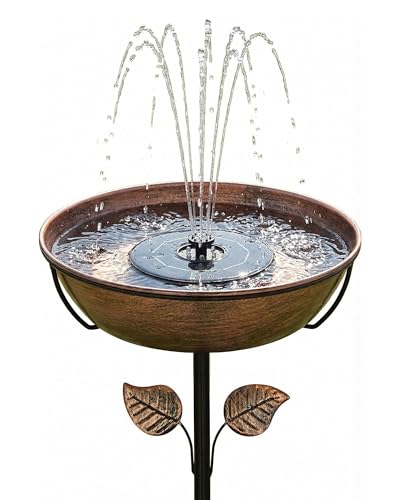 Metal Bird Bath with Solar Fountain & LED Lights