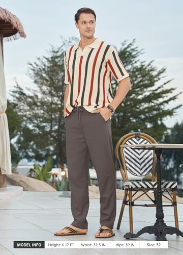 Image of Willit Men's Linen Pants Casual Lightweight Drawstring 29 inch 30 inch 32 inch