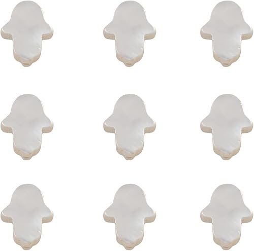 LiQunSweet 10 cuentas de concha blanca natural de nácar Hamsa mano de Miriam para hacer joyas