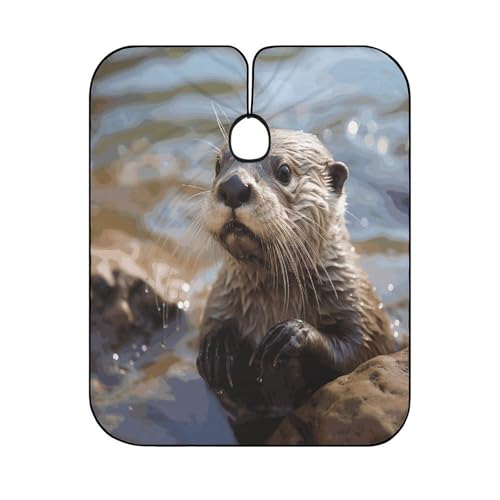 Capa para corte de cabello Otter Playing in The Water para hombre y mujer miniatura 6