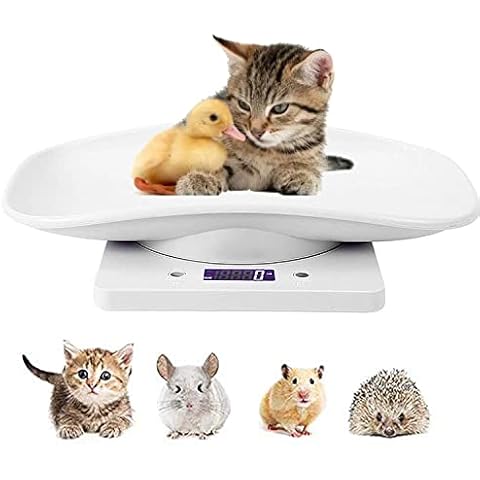 LFGKeng Digital Pet Scale, Small Animal Scale with LCD Display, Multifunction Kitchen Food Scale, Weighing Max 33lbs, Size 12"x 8" Inch for Weight Scale with New Born Kitten and Puppy (White) Cover