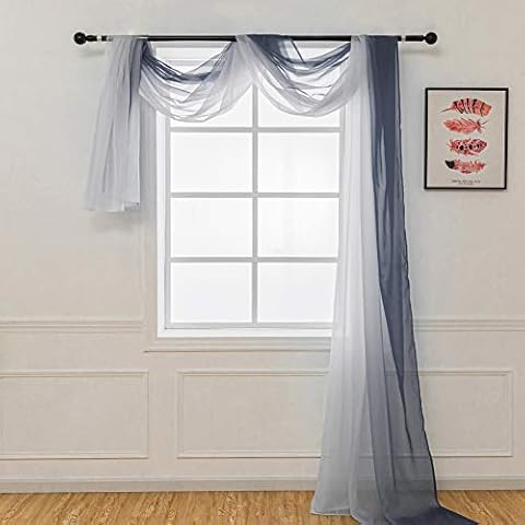 NAPEARL Ombre Window Scarf Valance for Decor Cover