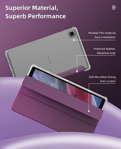 Image of MoKo Case Fits Samsung Galaxy Tab A7 Lite 8.7 inch 2021, Eggplant Purple | Slim Lightweight Smart Case Trifold Stand Case with Soft TPU Translucent Frosted Back Shell for Galaxy Tab A7 Lite