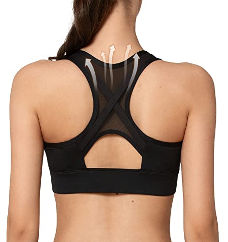 Yvette High Impact Zip Front Sports Bra Mesh Racerback Workout High Support Sports Bras for Women Large Breasts2