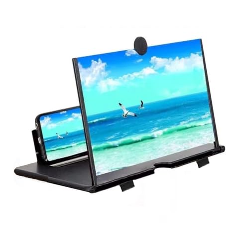 Screen Magnifier, 3D Magnifier Projector Screen, Foldable Phone Stand with Screen Amplifier – Compatible with All Smartphones 10 inch (Black)