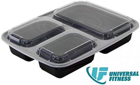10 Pack 3 Compartment Containers. BPA Free Meal Prep Food Storage Container with Lids. Disposable Japanese Bento Healthy Portion Plastic Lunchbox and Take Away. Microwave and Dishwasher Safe.