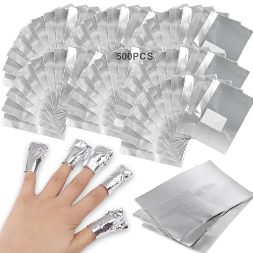 500 Pcs Foil Nail Wraps Nail Remover Foils Nail Wraps Nail Foils for Gel Nails With Lint-Free Cotton PadsNail Foil Aluminium Wraps Remover for Fast & Gentle Soak Off Gel Polish Removing