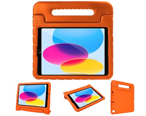 iPad 9世代 2021 8世代 2020 7世代 2019 10.2 インチ ケース iPad Air3 10.5インチ キッズケース ハンドル付き 超軽量 耐衝撃 スタンド機能 EVA キッズ 子ども用 カバー(オレンジ)