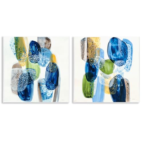 Abstract Pebbled Shapes, 12 x 12 Inch Mounted Print on Wall Plaque Set