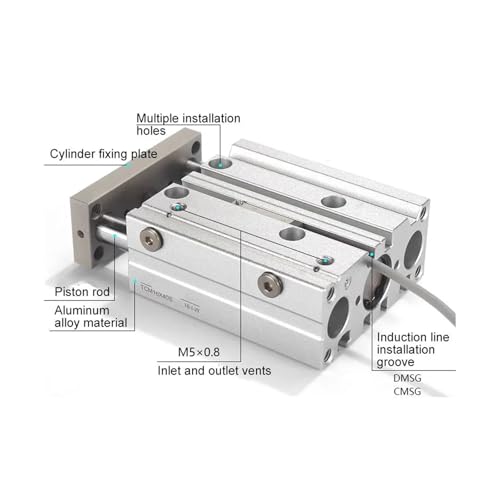Vérin pneumatique magnétique TCM à trois tiges et course 100mm