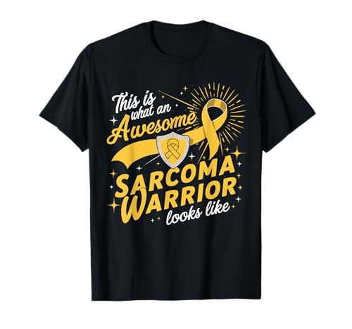 Awesome Sarcoma Warrior Cancer Awareness Yellow Ribbon T-Shirt