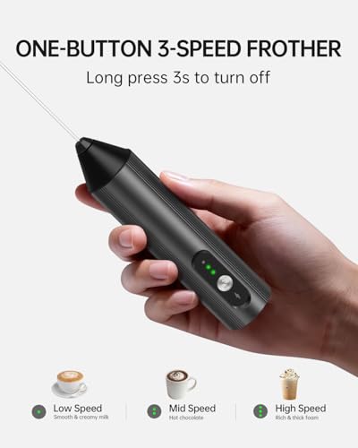 Image of CIRCLE JOY 3-Speed Rechargeable Coffee Frother Electric, Milk Frother Handheld with Dual Spring Whisker for Home Coffee Maker Lattes, Cappuccino & Hot Chocolate