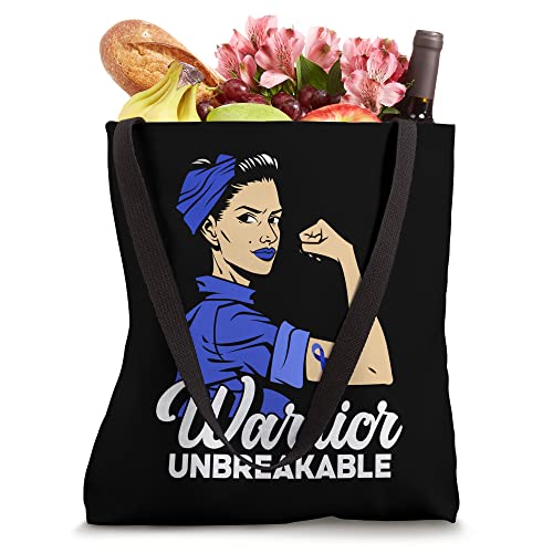 Bolso tote para concienciación sobre el cáncer de colon: 'Colon Cancer Warrior Unbreakable' miniatura 4