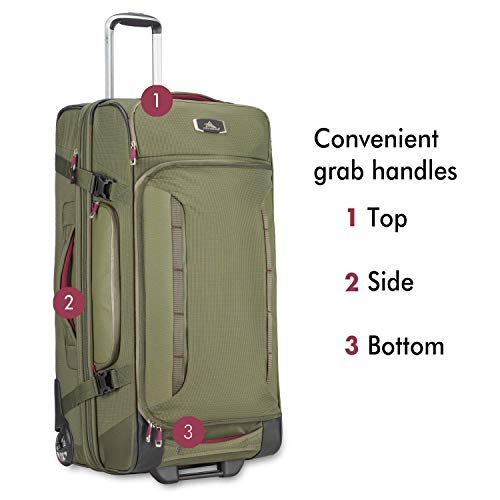 High Sierra AT8 Wheeled Upright Duffel Bag, Olive/Cranberry, 32-Inch