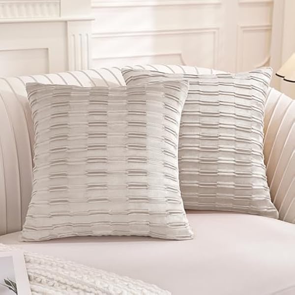 Ystyle Dekoracyjnych Poszewki na Poduszki 50 x 50 cm 2 Sztuki, Miękkie Aksamitna Kwadratowe Poszewka na Poduszkę na Sofę Łóżko Patio, Nowoczesne Eleganckie do Salonu Sypialni, Płatki owsiane