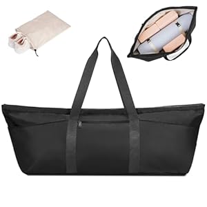 Large Yoga Mat Bag with Shoes Compartment and Wet Pocket Ladies Pilates Gym Tote Bag with Yoga Mat Holder Strap for Women Men Workout Carrier Stuff Accessories