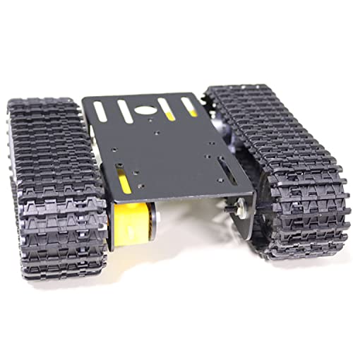 SmaringWing Professional Tank Car Chassis Kit with 2pcs Plastic Tracks & 2pcs TT Motor, TT02 Crawler Tank Chassis Platform for Arduino (Black)