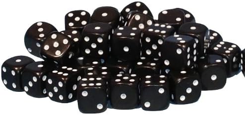 50 x 10mm opaque Plastic dice (Black)