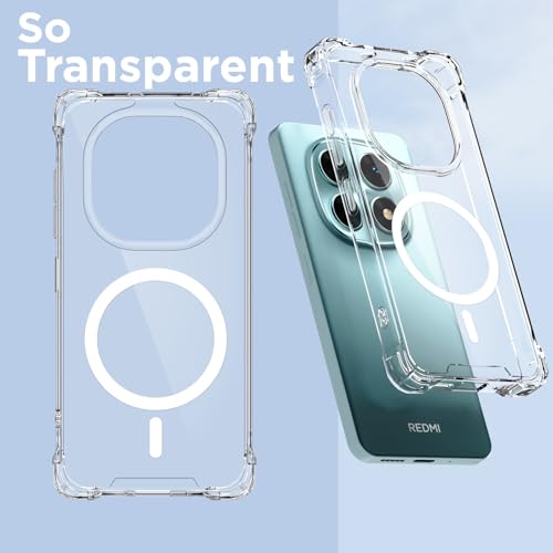 Image of Amazon Basics Back Cover for Redmi Note 15 5G Mag-Safe Shockproof PC + TPU Protective Case Magnetic Support Bumper Case (Transparent Mag-Safe)