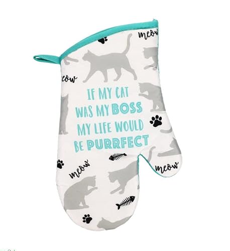 Farmhouse Cat Teal Kitchen Towel Set With Towels (2), Pot Holders (2), Oven Mitt, And Scrubber Dish Cloths (2) (Cat Boss) #TOP2