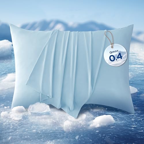 Bedsure Cooling Pillowcases 2 Pack - For Hot Sleepers 50x75cm Blue