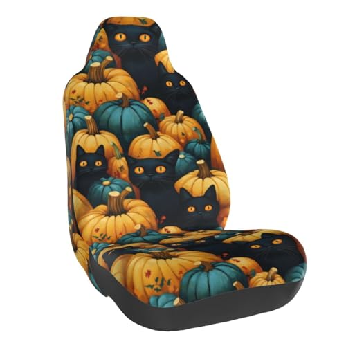 Housses de siège chat et citrouille lavables pour voiture et SUV | Lot de 2
