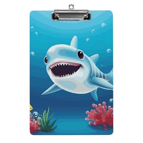 Porte-bloc A4 en acrylique motif requin souriant de 31,8x21,6 cm pour bureau