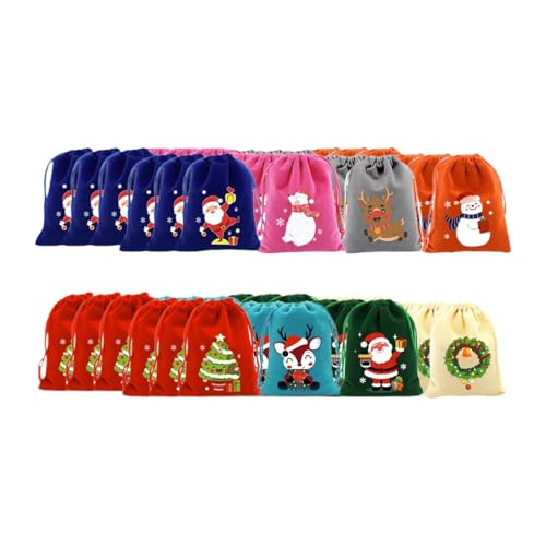 Sacs cadeaux Noël en velours premium 9x12cm avec cordon pour objets de valeur