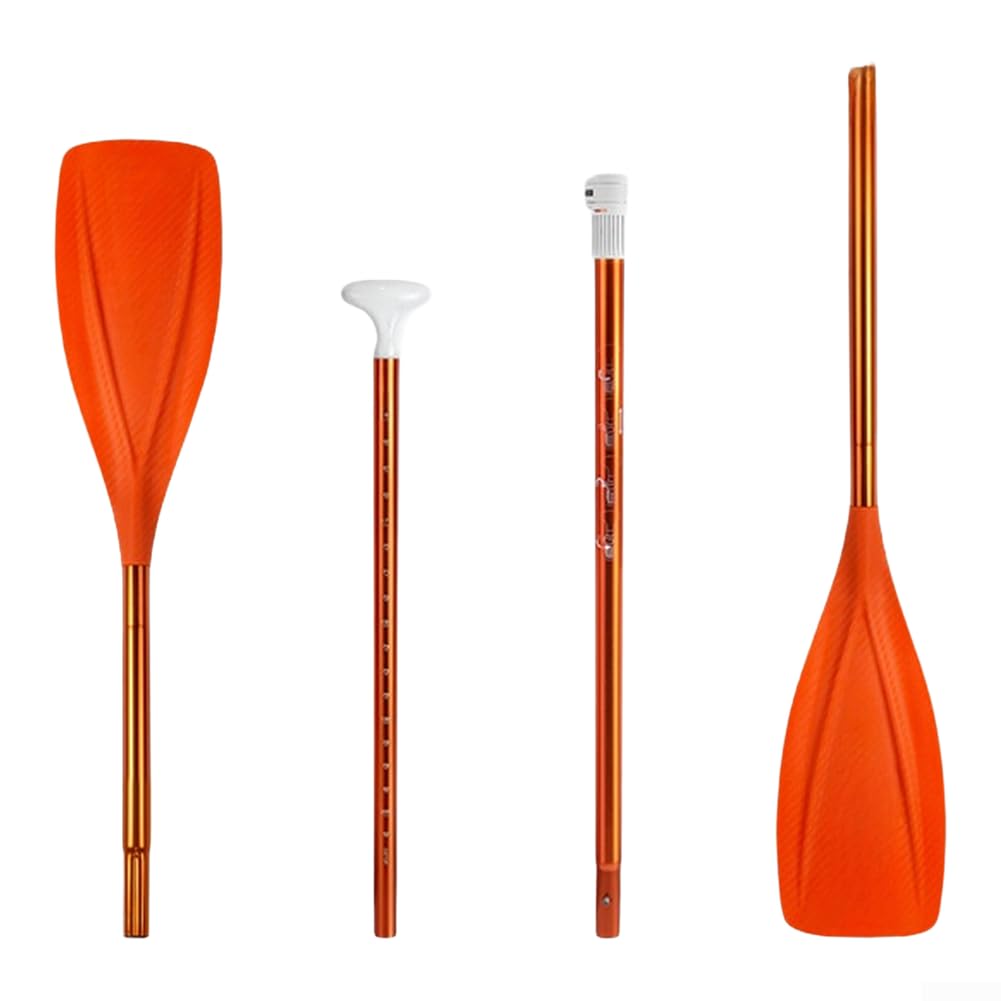 Stand-Up-Paddelboard-Paddel aus Aluminiumlegierung, verstellbares 3-teiliges Kajak-Kanu-Ruder mit Nylon-Klinge, abnehmbares doppelseitiges Design für SUP-Surfen (orange)
