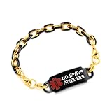 MediTag NO BP/IVS/NEEDLES Bracelet | Medical ID Tag | Fashion Medical Alert Bracelets | Chunky Chain Wristband | 7.3