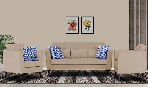 Image of Adorn India Daniel 3+1+1 5 Seater Sofa Set (Beige) (3 Year Warranty)