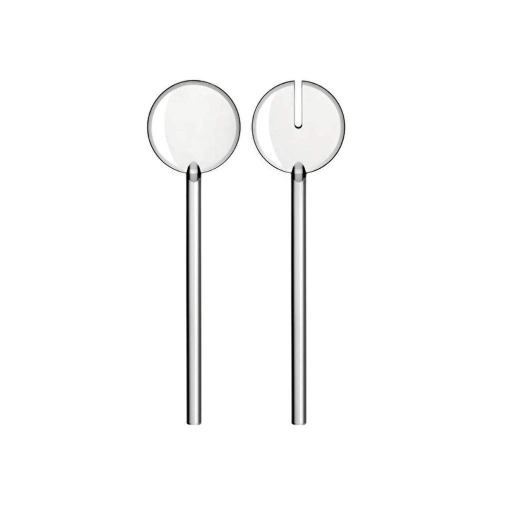 Guzzini Contenitore Tiffany, Trasparente, Ø25 x h11 cm & Tiffany Posata Insalata 27,5 cm