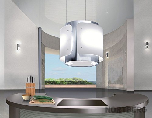 Nortberg Diamond Inselhaube aus Edelstahl mit Timer und Fernbedienung - 40cm breit